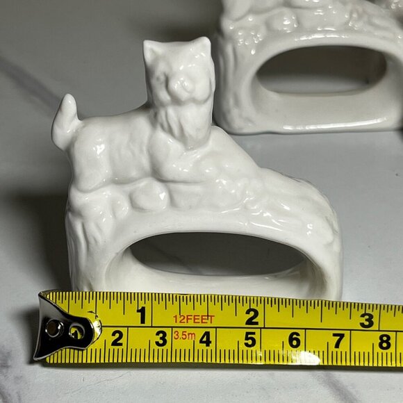Vintage Cat Napkin Holders White Ceramic Set Of 6 Made In Taiwan - Picture 7 of 8